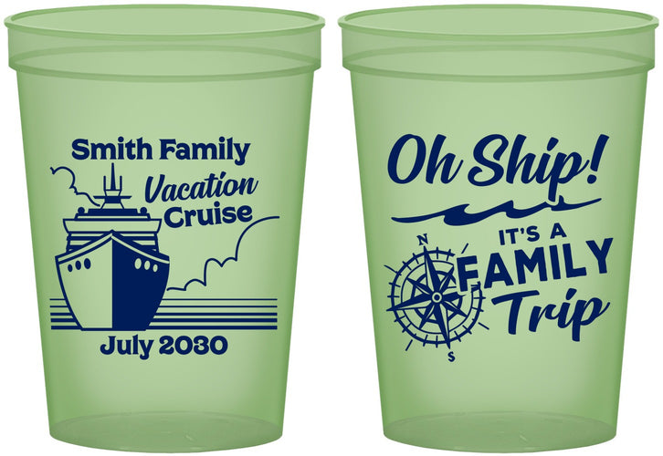 Custom Family Vacation 16 oz Glow In The Dark Cups - Oh Ship Cruise | 180030