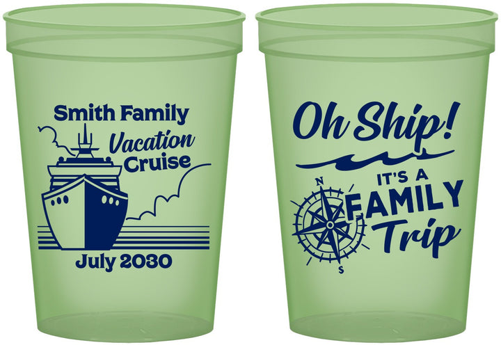 Custom Family Vacation 16 oz Glow In The Dark Cups - Oh Ship Cruise | 180030