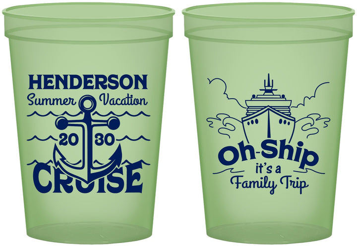 Custom Family Vacation 16 oz Glow In The Dark Cups - Oh Ship Cruise | 180032