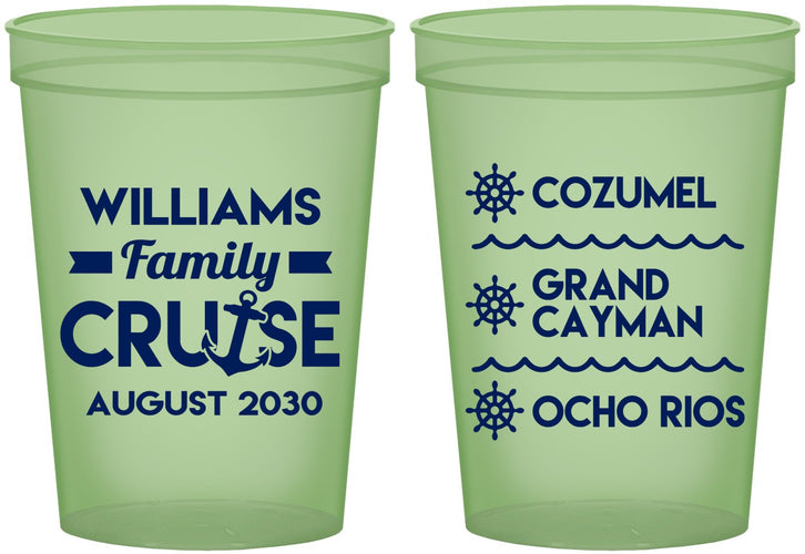Custom Family Vacation 16 oz Glow In The Dark Cups - Nautical Cruise | 180034