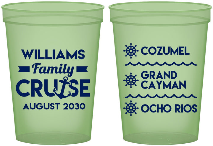 Custom Family Vacation 16 oz Glow In The Dark Cups - Nautical Cruise | 180034