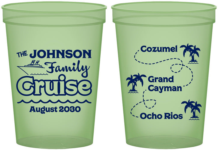 Custom Family Vacation 16 oz Glow In The Dark Cups - Cruise Ship | 180035