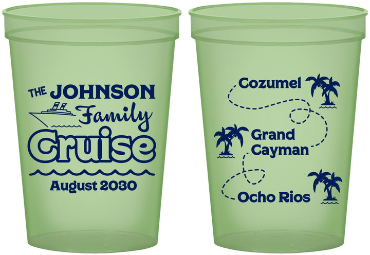 Custom Family Vacation 16 oz Glow In The Dark Cups - Cruise Ship | 180035