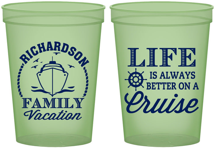 Custom Family Vacation 16 oz Glow In The Dark Cups - Cruise Ship | 180036