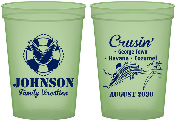 Custom Family Vacation 16 oz Glow In The Dark Cups - Cruisin Ship | 180039