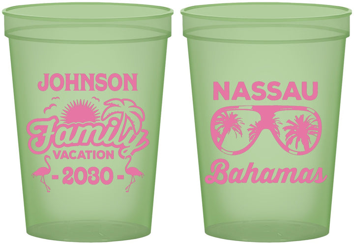 Custom Family Vacation 16 oz Glow In The Dark Cups - Bahamas | 180041
