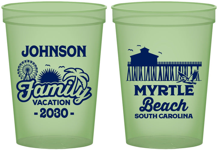 Custom Family Vacation 16 oz Glow In The Dark Cups - Myrtle Beach | 180045