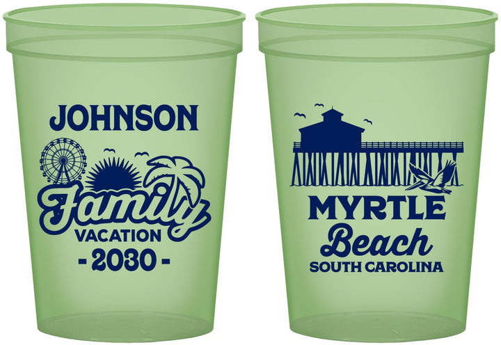 Custom Family Vacation 16 oz Glow In The Dark Cups - Myrtle Beach | 180045