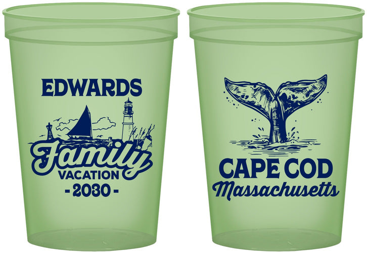 Custom Family Vacation 16 oz Glow In The Dark Cups - Cape Cod | 180046