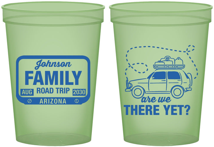 Custom Family Vacation 16 oz Glow In The Dark Cups - Road Trip Car | 180050