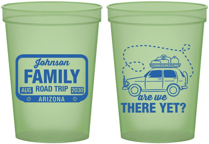 Custom Family Vacation 16 oz Glow In The Dark Cups - Road Trip Car | 180050