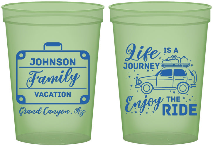 Custom Family Vacation 16 oz Glow In The Dark Cups - Road Trip Car | 180051
