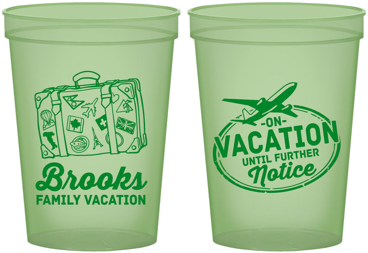 Custom Family Vacation 16 oz Glow In The Dark Cups - Road Trip Plane | 180052