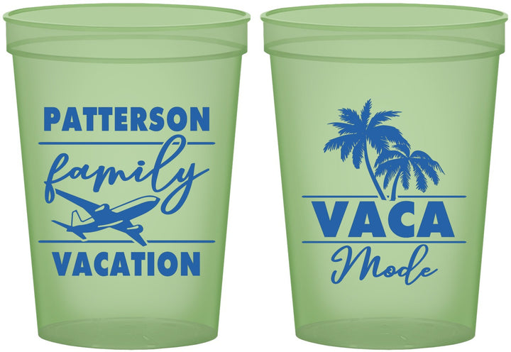 Custom Family Vacation 16 oz Glow In The Dark Cups - Vaca Mode Trip | 180054