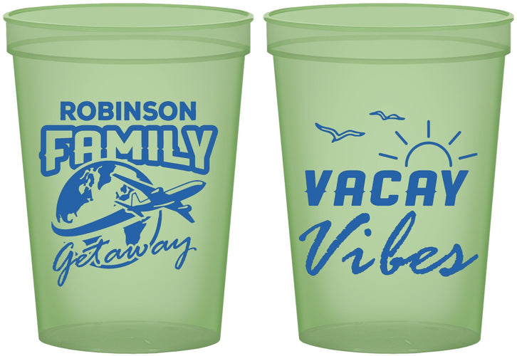 Custom Family Vacation 16 oz Glow In The Dark Cups - Vacay Vibes | 180057