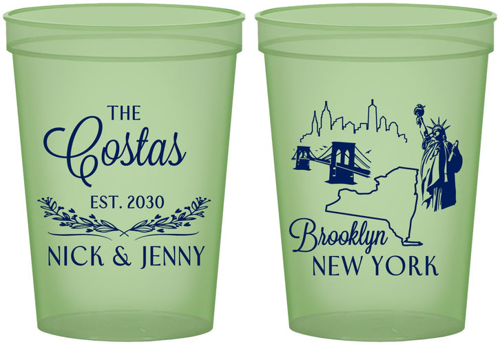 Custom Wedding 16 oz Glow In The Dark Cups - New  York | 181