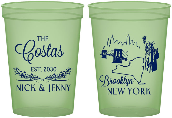 Custom Wedding 16 oz Glow In The Dark Cups - New  York | 181