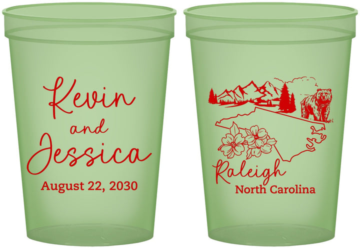 Custom Wedding 16 oz Glow In The Dark Cups - North Carolina | 182