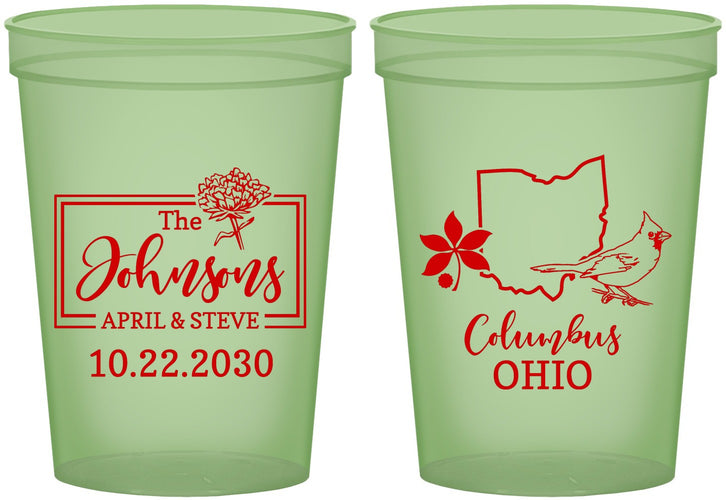 Custom Wedding 16 oz Glow In The Dark Cups - Ohio | 184