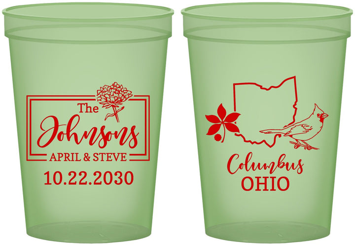 Custom Wedding 16 oz Glow In The Dark Cups - Ohio | 184
