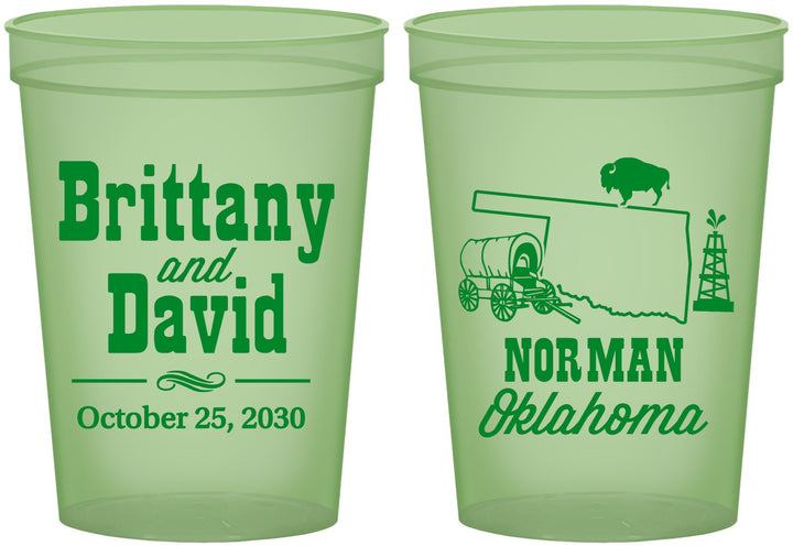 Custom Wedding 16 oz Glow In The Dark Cups - Oklahoma | 185