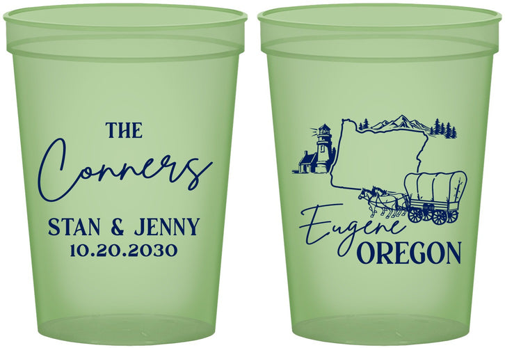 Custom Wedding 16 oz Glow In The Dark Cups - Oregon | 186