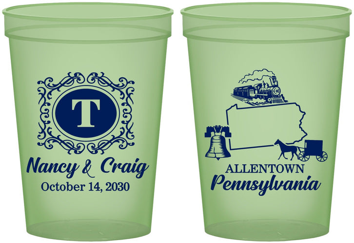 Custom Wedding 16 oz Glow In The Dark Cups - Pennsylvania | 187