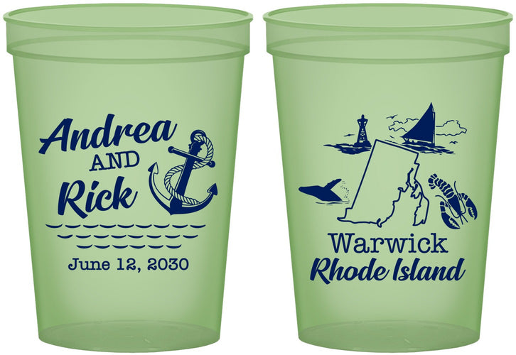 Custom Wedding 16 oz Glow In The Dark Cups - Rhode Island | 188