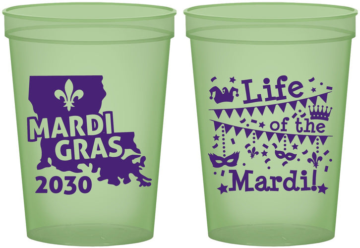 Custom Mardi Gras 16 oz Glow In The Dark Cups - Life Of The Mardi | 190001