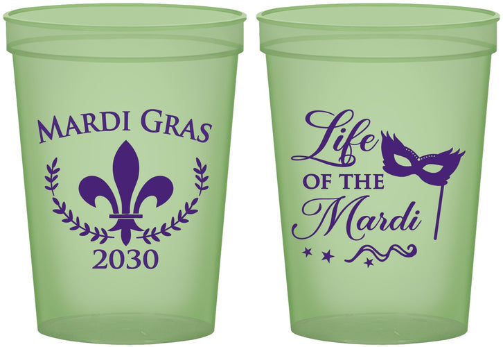 Custom Mardi Gras 16 oz Glow In The Dark Cups - Life Of The Mardi | 190004