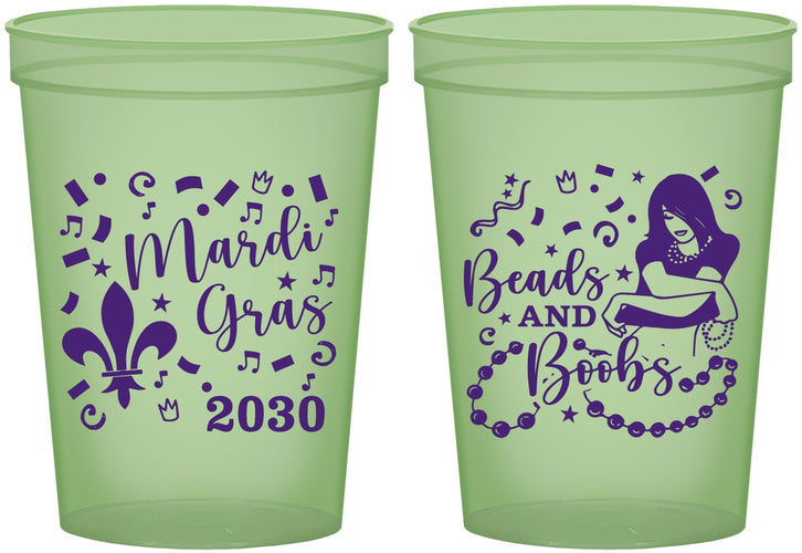 Custom Mardi Gras 16 oz Glow In The Dark Cups - Beads And Boobs | 190005