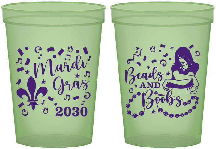Custom Mardi Gras 16 oz Glow In The Dark Cups - Beads And Boobs | 190005