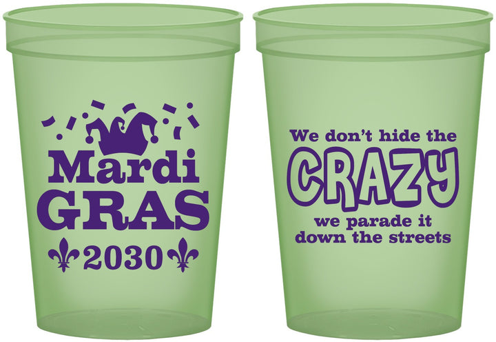 Custom Mardi Gras 16 oz Glow In The Dark Cups - Fleur De Lis | 190009