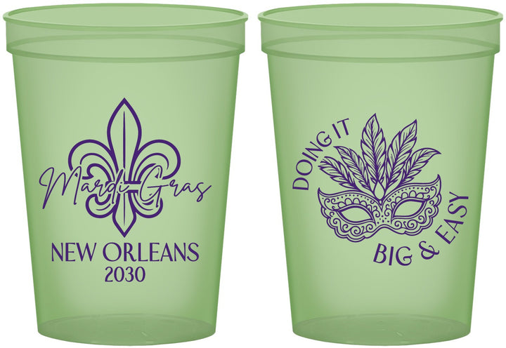 Custom Mardi Gras 16 oz Glow In The Dark Cups - Fleur De Lis | 190010
