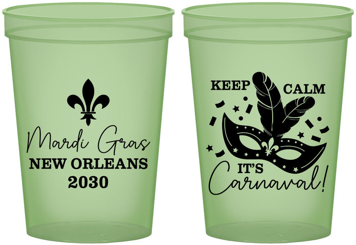 Custom Mardi Gras 16 oz Glow In The Dark Cups - Fleur De Lis Carnaval | 190011