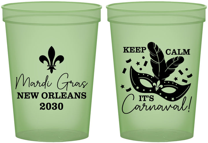 Custom Mardi Gras 16 oz Glow In The Dark Cups - Fleur De Lis Carnaval | 190011