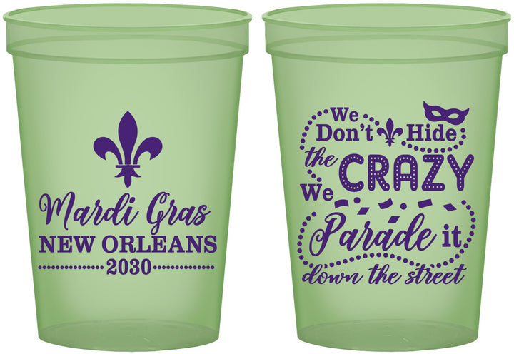 Custom Mardi Gras 16 oz Glow In The Dark Cups - Fleur De Lis | 190013
