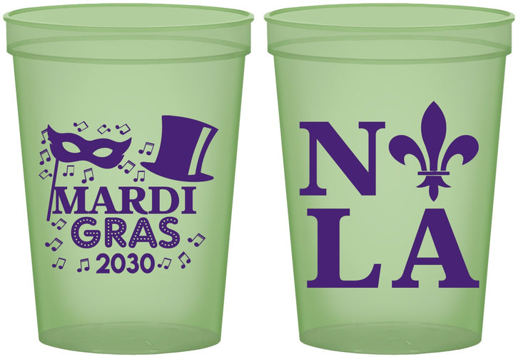 Custom Mardi Gras 16 oz Glow In The Dark Cups - Nola Fleur De Lis | 190014