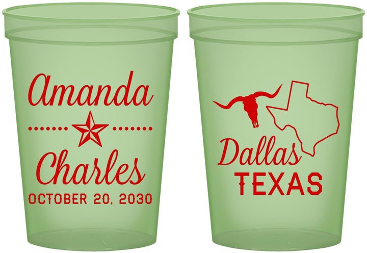 Custom Wedding 16 oz Glow In The Dark Cups - Texas | 192