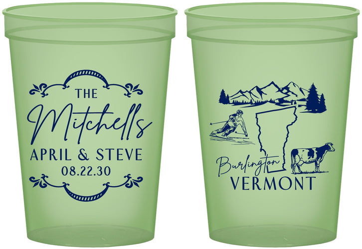 Custom Wedding 16 oz Glow In The Dark Cups - Vermont | 194