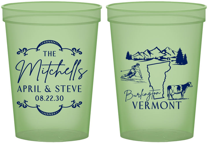 Custom Wedding 16 oz Glow In The Dark Cups - Vermont | 194