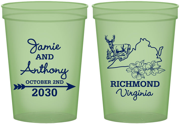 Custom Wedding 16 oz Glow In The Dark Cups - Virginia | 195