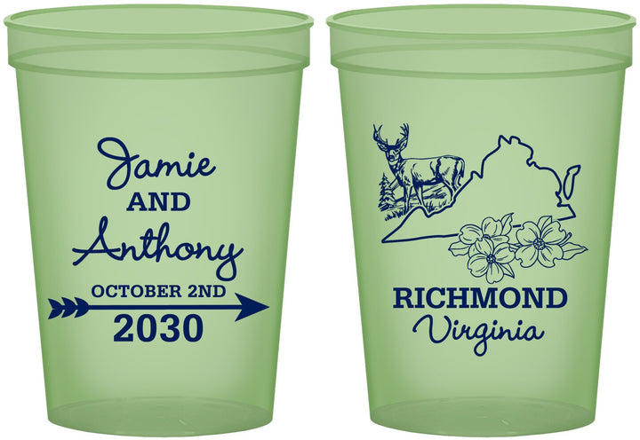 Custom Wedding 16 oz Glow In The Dark Cups - Virginia | 195