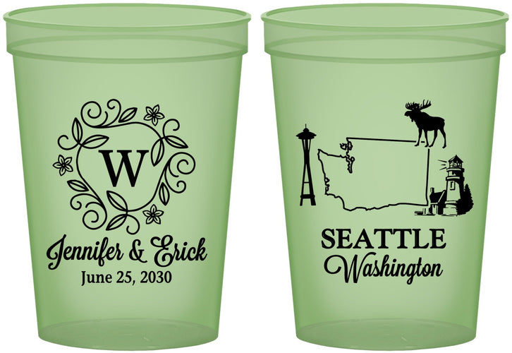 Custom Wedding 16 oz Glow In The Dark Cups - Washington | 196