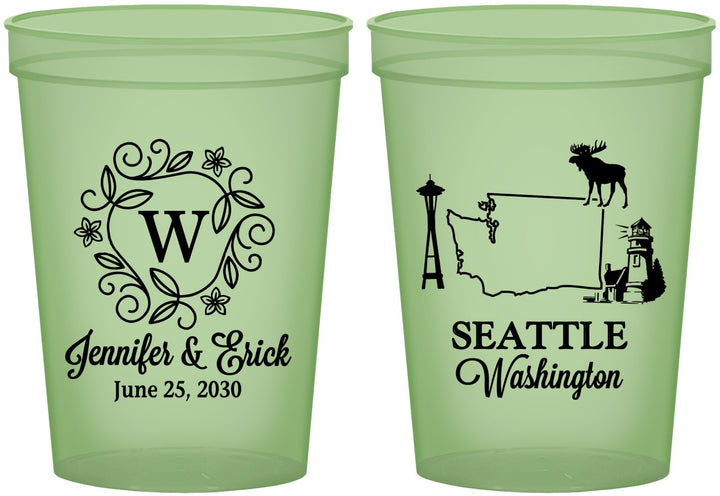 Custom Wedding 16 oz Glow In The Dark Cups - Washington | 196