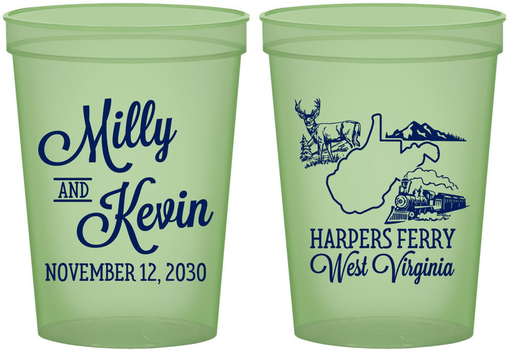 Custom Wedding 16 oz Glow In The Dark Cups - West Virginia | 197