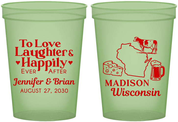 Custom Wedding 16 oz Glow In The Dark Cups - Wisconsin | 198