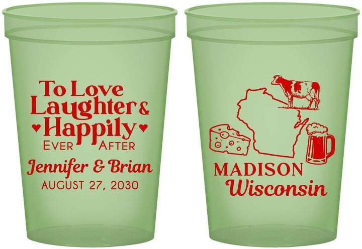 Custom Wedding 16 oz Glow In The Dark Cups - Wisconsin | 198