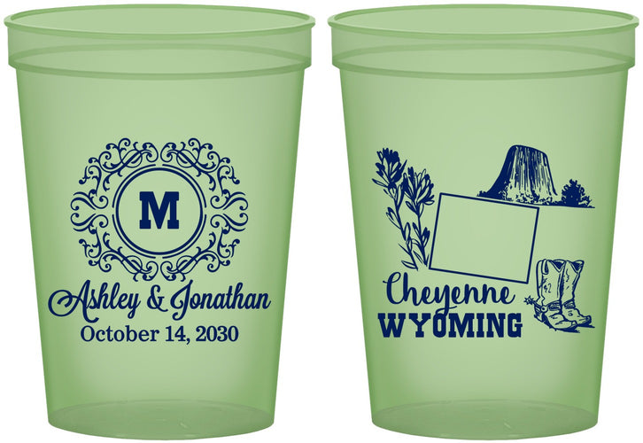 Custom Wedding 16 oz Glow In The Dark Cups - Wyoming | 199