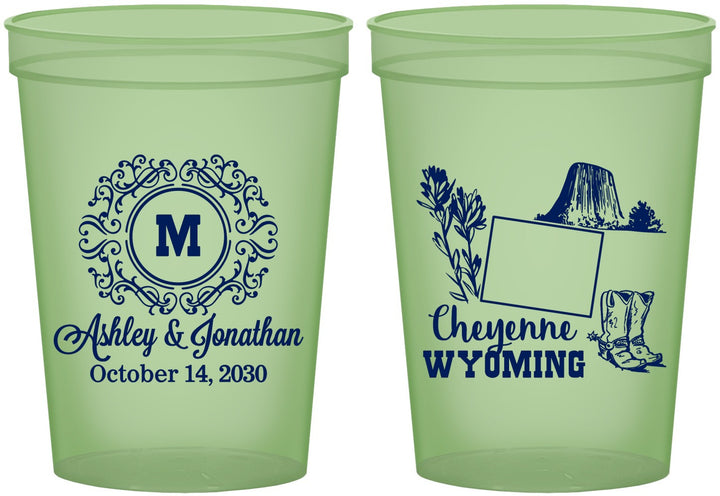 Custom Wedding 16 oz Glow In The Dark Cups - Wyoming | 199